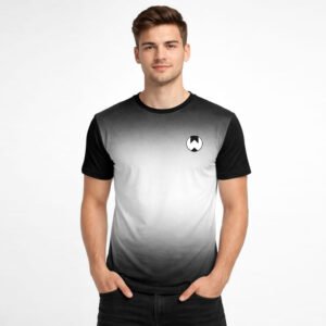 Men's Casual Gradient T-Shirt ( Black & White )